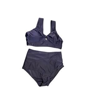 Navy blue two piece bathing suit
